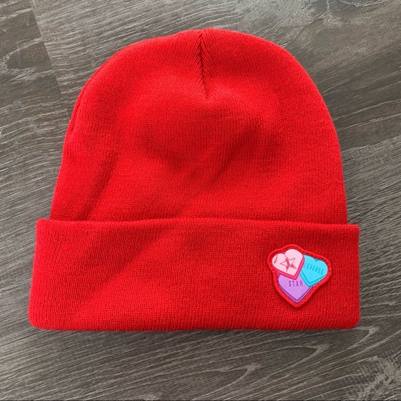 Jeffree Star Valentines Day Conversational Hearts Red Knit Beanie Stocking Cap - Picture 1 of 4